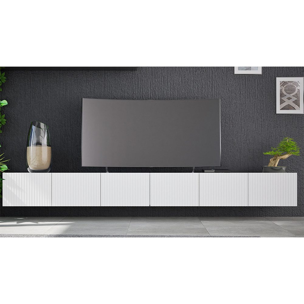 Lomadox Lowboard KEMPTEN-132, in weiß matt, 6-türig, Breite 300 cm, Rillenf günstig online kaufen