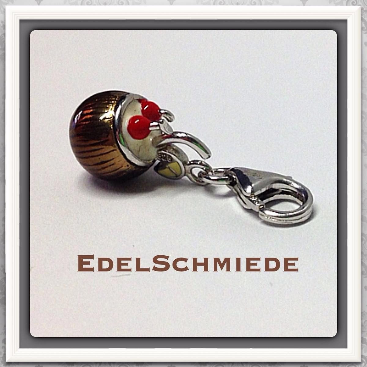 Charm-Einhänger Charm Anhänger 925/- Cocktail aus Kokosnuß