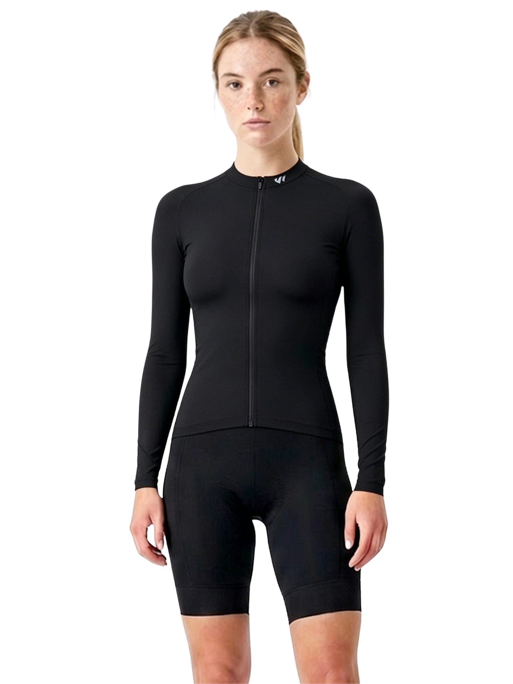 Wulibike Radtrikot Damen zweiteiliges Radsport-Set mit Langarm-Trikot und Trägerhose (2-tlg) Atmungsaktives Funktionsoutfit für Rennrad- und Graveltouren