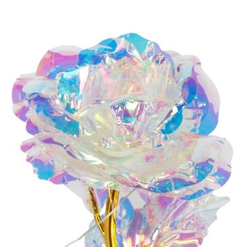 Kunstblume Ewige Rose im Glas, relaxdays, Höhe 22 cm