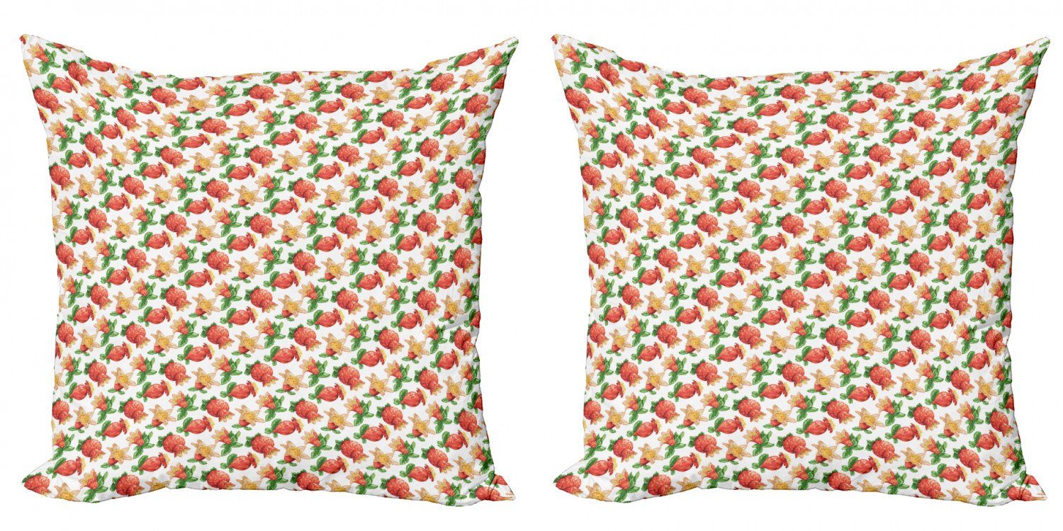 Kissenbezüge Modern Accent Doppelseitiger Digitaldruck, Abakuhaus (2 Stück), Pflanze Aquarell Granatapfel-Frucht