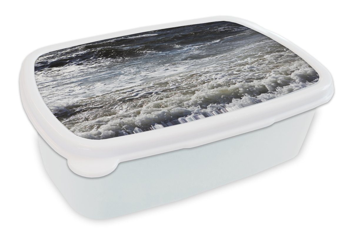 Nordsee - weiß MuchoWow und und Kunststoff, Jungs Erwachsene, Wellen, Mädchen für Kinder Wasser (2-tlg), für Lunchbox Brotdose, Brotbox -