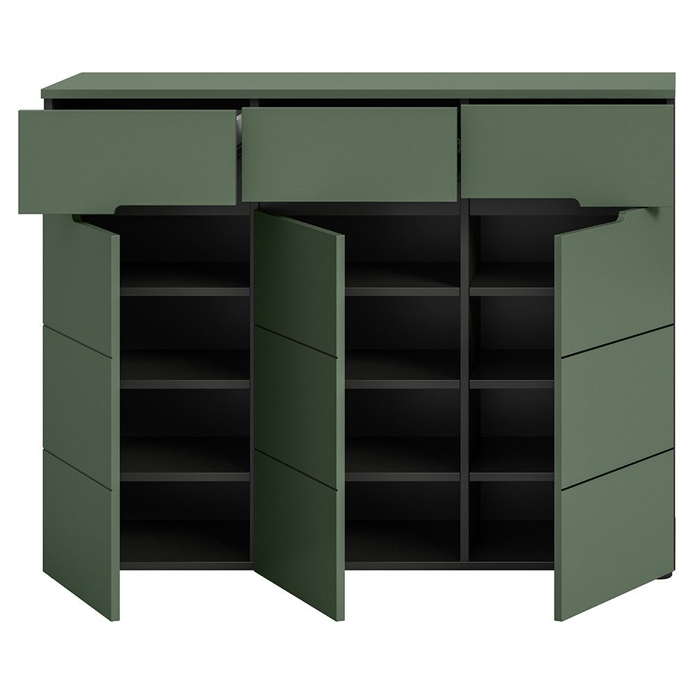 Lomadox Schuhschrank CORTANA-158 120 cm breit, Grün & Grau
