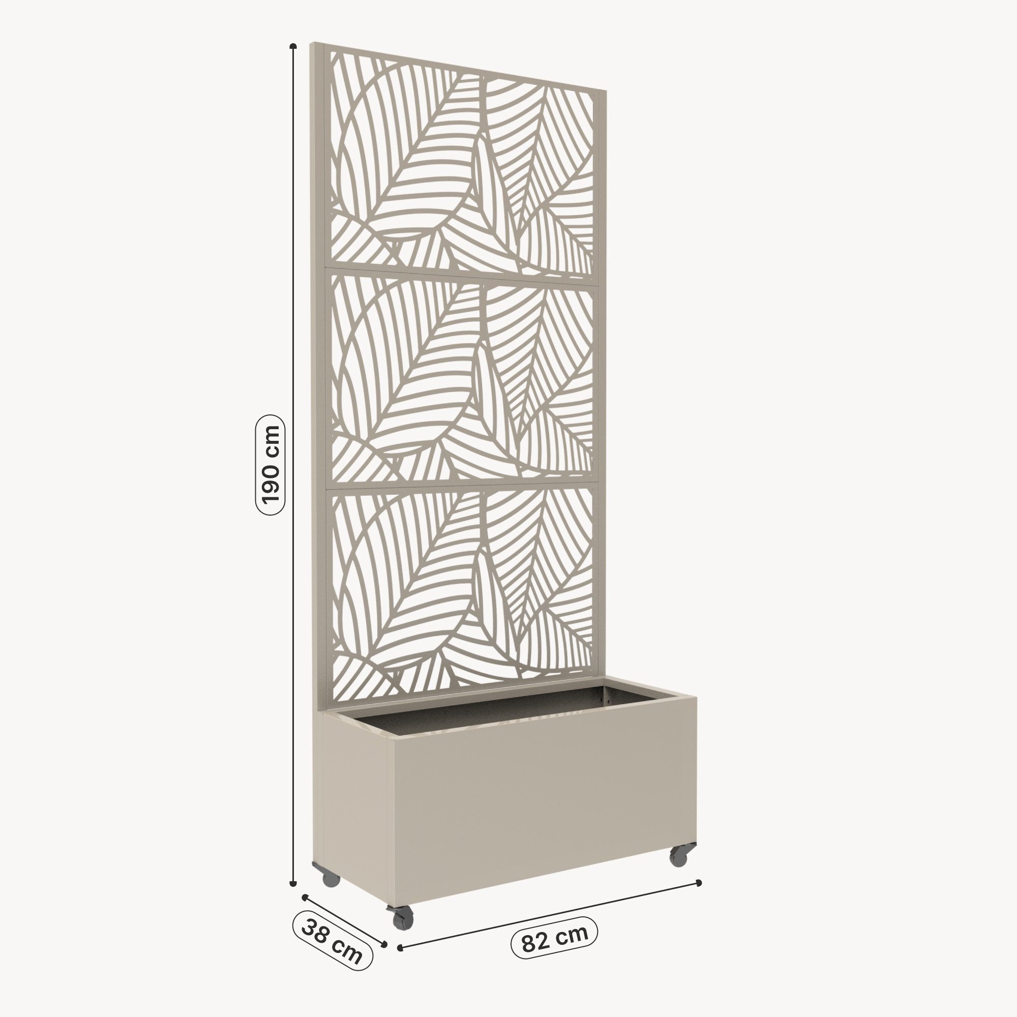 casa.pro Blumenkasten, mit Trennwand »Surnskoki« mit Rollen Stahl 190x82x38 cm Knoblauchbeige