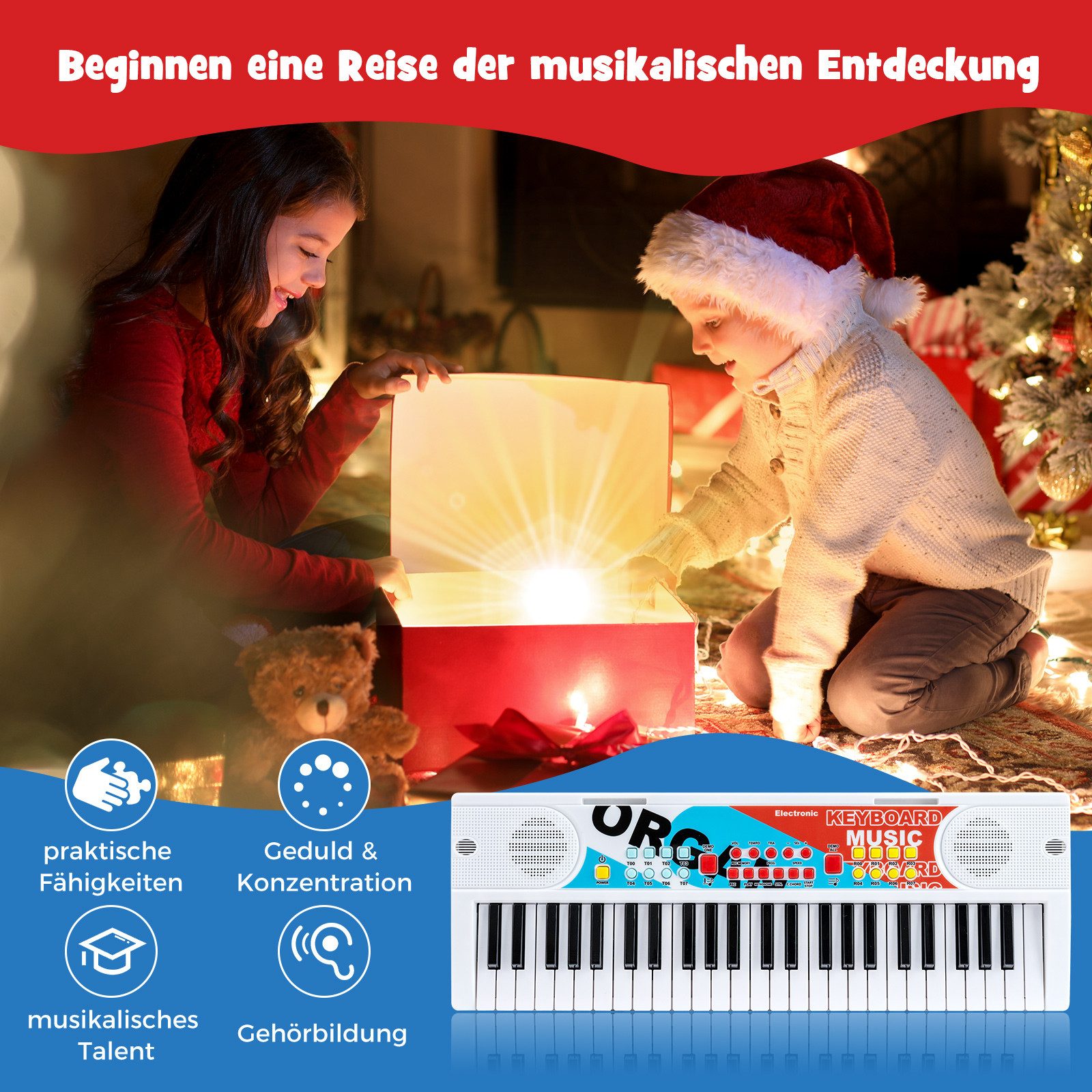 COSTWAY Home-Keyboard (1-St), Kinder Klavier Keyboard, Musikinstrument-Spielzeug, für Kinder