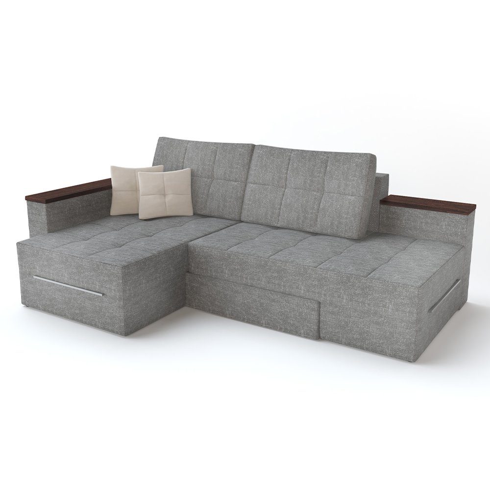 Vicco Ecksofa Schlafsofa Eckcouch Sofa mit Schlaffunktion links Grau, mit Bettfunktion