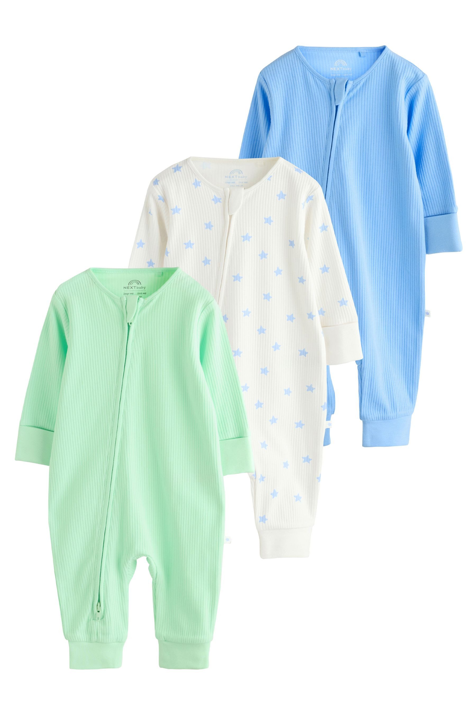 Next Schlafoverall Babyschlafanzüge mit Zweiwege-RV, 3er-Pack (3-tlg)