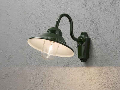 meineWunschleuchte LED Außen-Wandleuchte, Dimmfunktion, LED wechselbar, warmweiß, Wand-laterne Landhausstil Fassadenbeleuchtung Hauswand Grün, H: 30cm