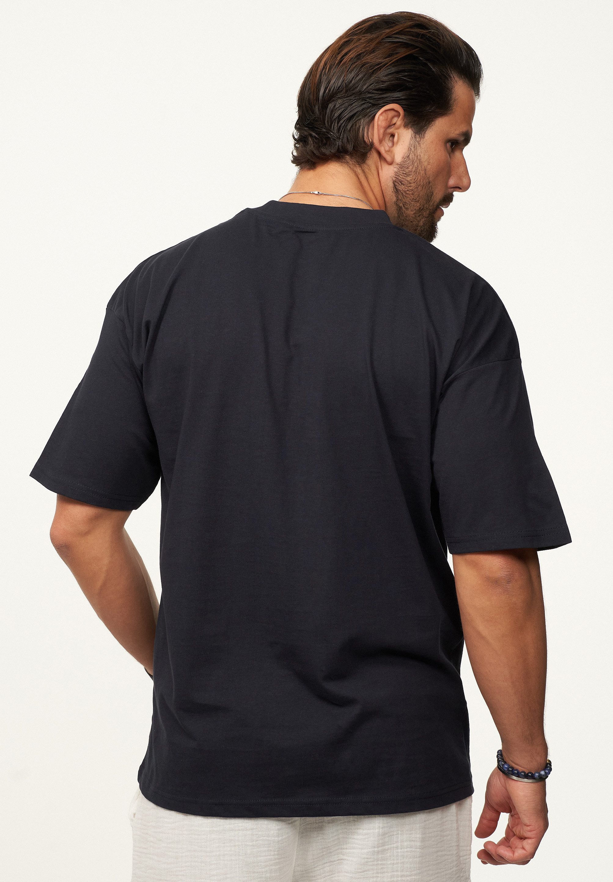 SOULSTAR T-Shirt mit Stickerei Herren Oversize-Fit Kurzarm Shirt mit Rundhals-Ausschnitt