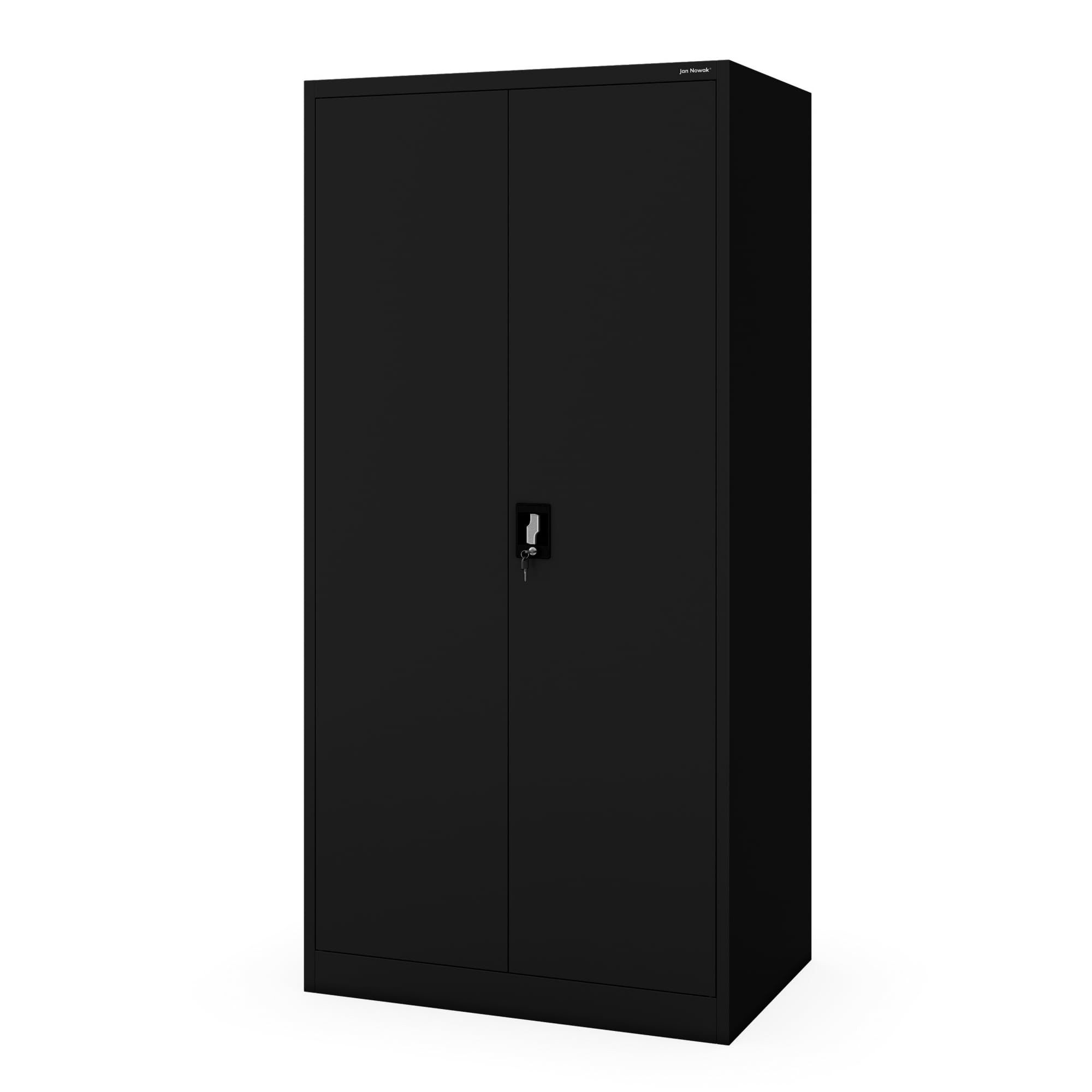 Jan Nowak Mehrzweckschrank Metall Schrank abschließbar 90 cm DAWID D600 3 Zonen Stahl (0,6 mm Wandmontage möglich PZH-zertifiziert 4 Farben) Putzschrank Kleiderstange Schloss 2 Schlüssel Tiefe 60 cm