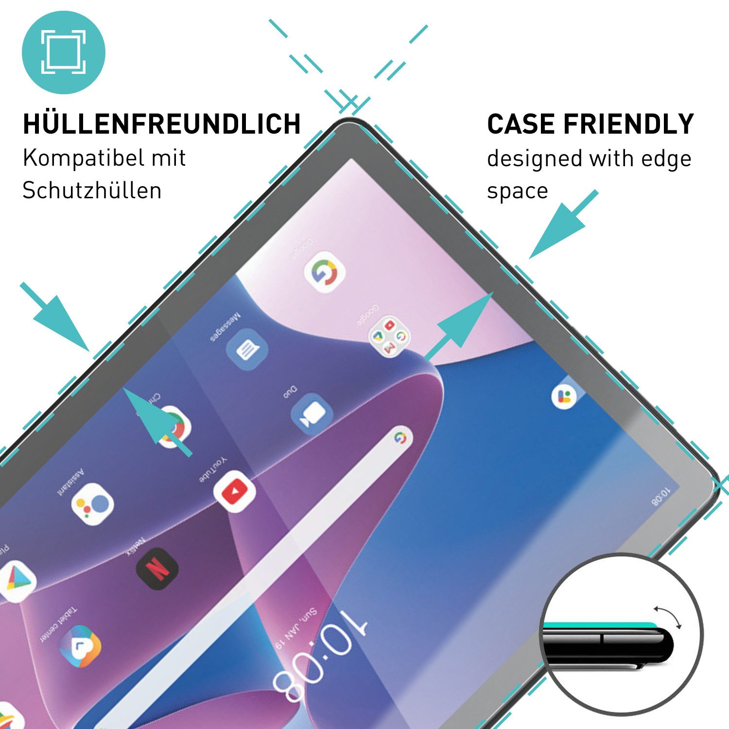 smartect Displayschutzglas Schutzglas Panzerfolie Klar für Lenovo Tab M10 (3rd Gen) 10.1", Set, 2 Stück, Schutzfolie Glasschutz Bildschirm