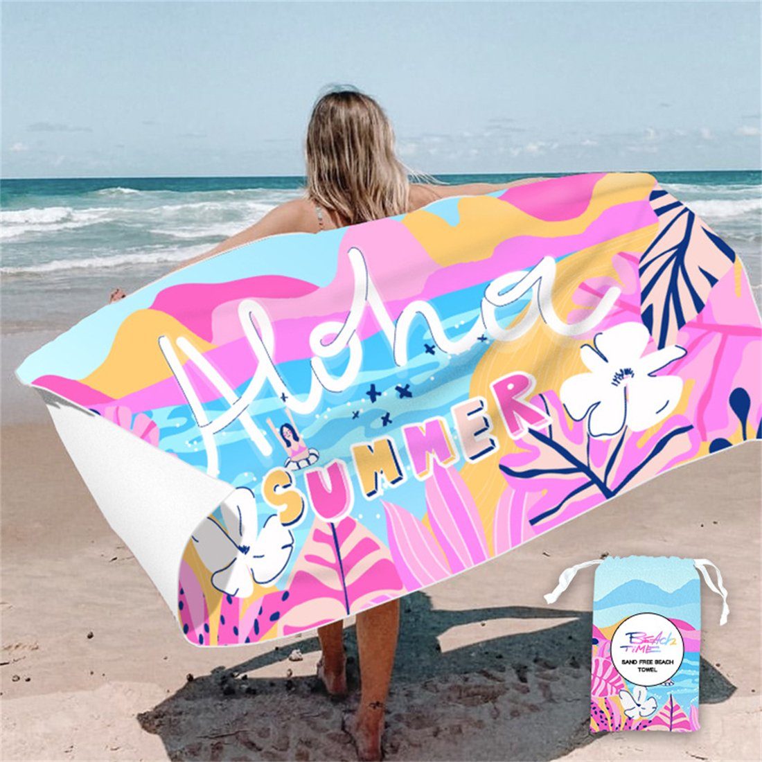YOOdy~ Strandtücher Strandtuch,strandhandtuch (1-St), 80 x 160 cm,schnell trocknet Rosa Party