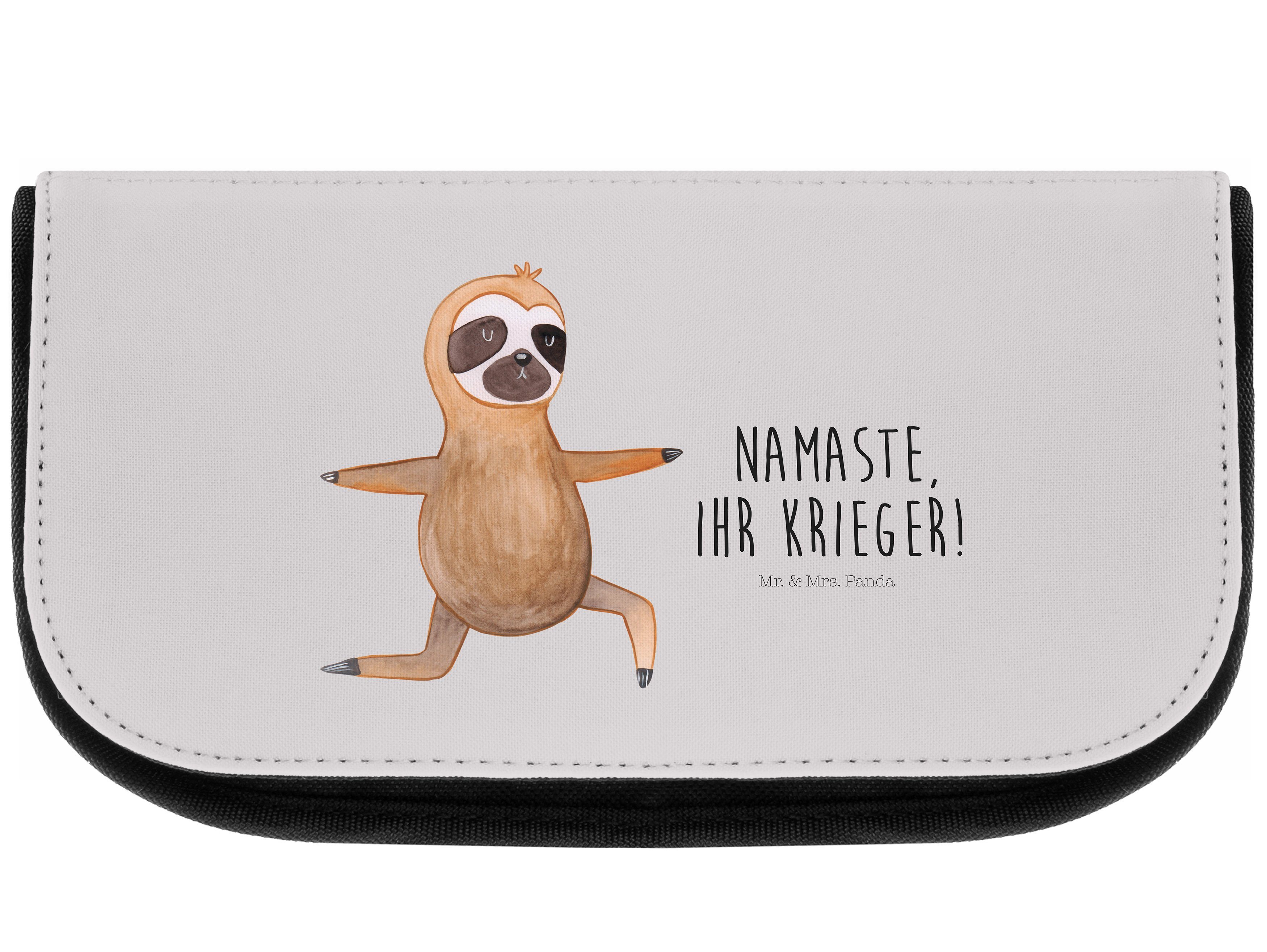 Mr. & Mrs. Panda Kosmetiktasche Faultier Yoga - Grau Pastell - Geschenk, Kulturbeutel, Make-Up Tasch (1-tlg)