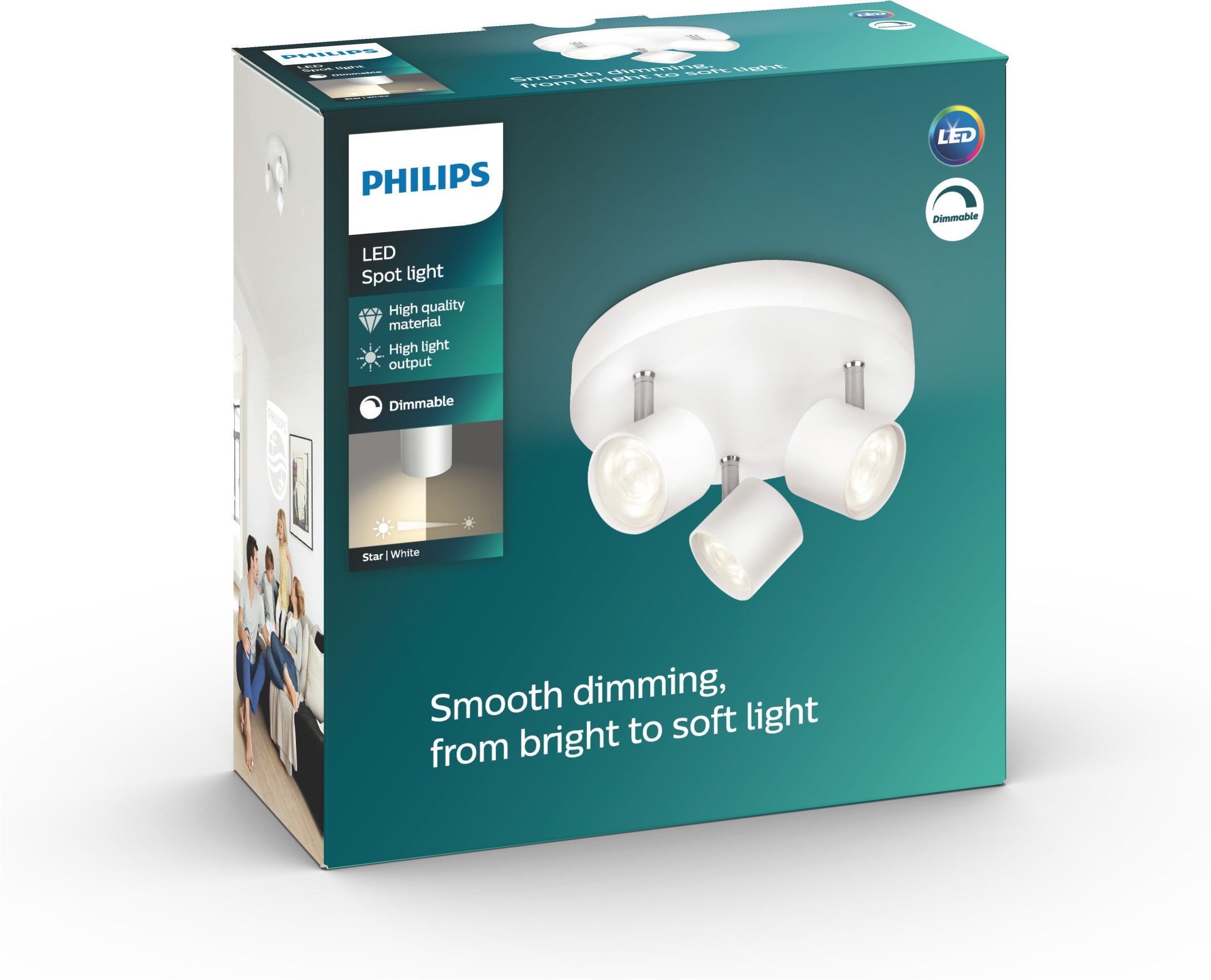 Philips LED Deckenspot myLiving Star 3flg., 1500lm, Weiß, LED fest integriert, Warmweiß