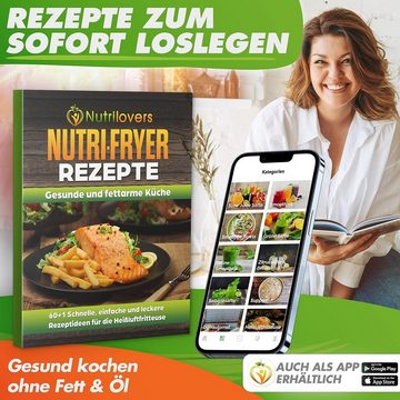 Nutrilovers Heißluftfritteuse Pizzablech + Barrel + Rezeptbuch, 2000,00 W, 5L Large without fat & oil
