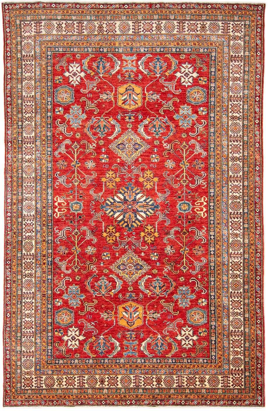Orientteppich Ziegler - Kazak - 207 313 cm - x Einzelstück rechteckig, mm, 6 Höhe: morgenland, Handgeknüpft, Zertifikat Wohnzimmer, rot, mit
