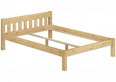 ERST-HOLZ Bett Breites Bettgestell aus Kiefer Massivholz 160x200, Kieferfarblos lackiert