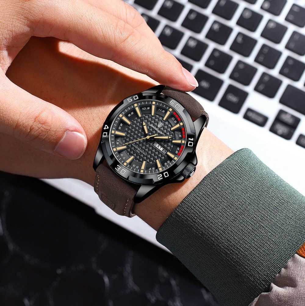 POEDAGAR Quarzuhr Poedagar 895 Herrenuhr – Stilvoll und sportlich, Lederarmband 6 Farben