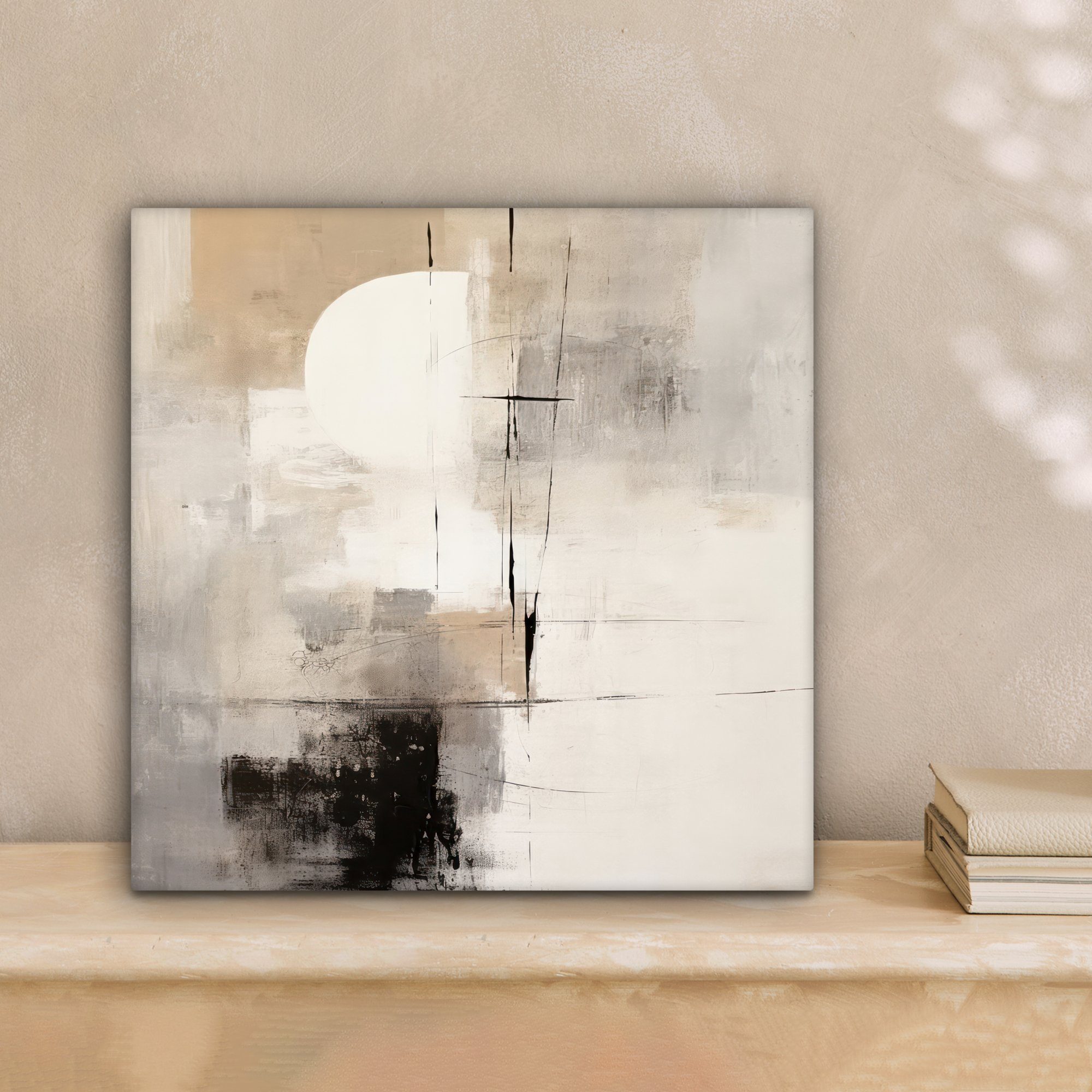 OneMillionCanvasses® Leinwandbild Abstrakt - Kunst - Grau, Fotodruck (1 St), Wandbild, Deko Schlafzimmer Wohnzimmer Flur 20x20 cm