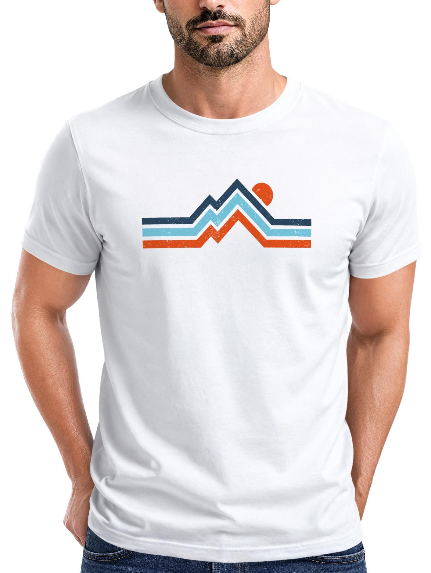 Neverless Print-Shirt Herren T-Shirt Berge Wandern Bergmotiv Aufdruck Printshirt Gebirge mit Print