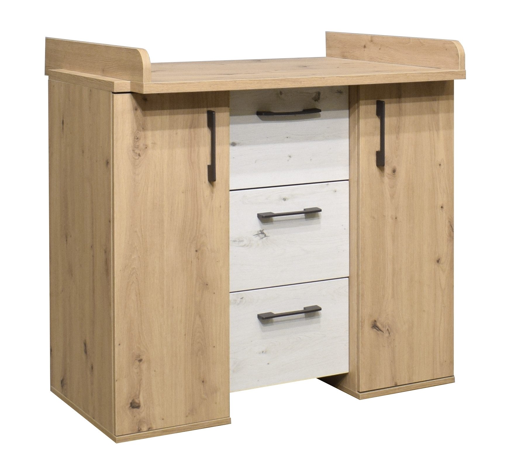 Mäusbacher Wickelkommode in asteiche Dekor / artisan weiß - 97x92x48 (BxHxT)