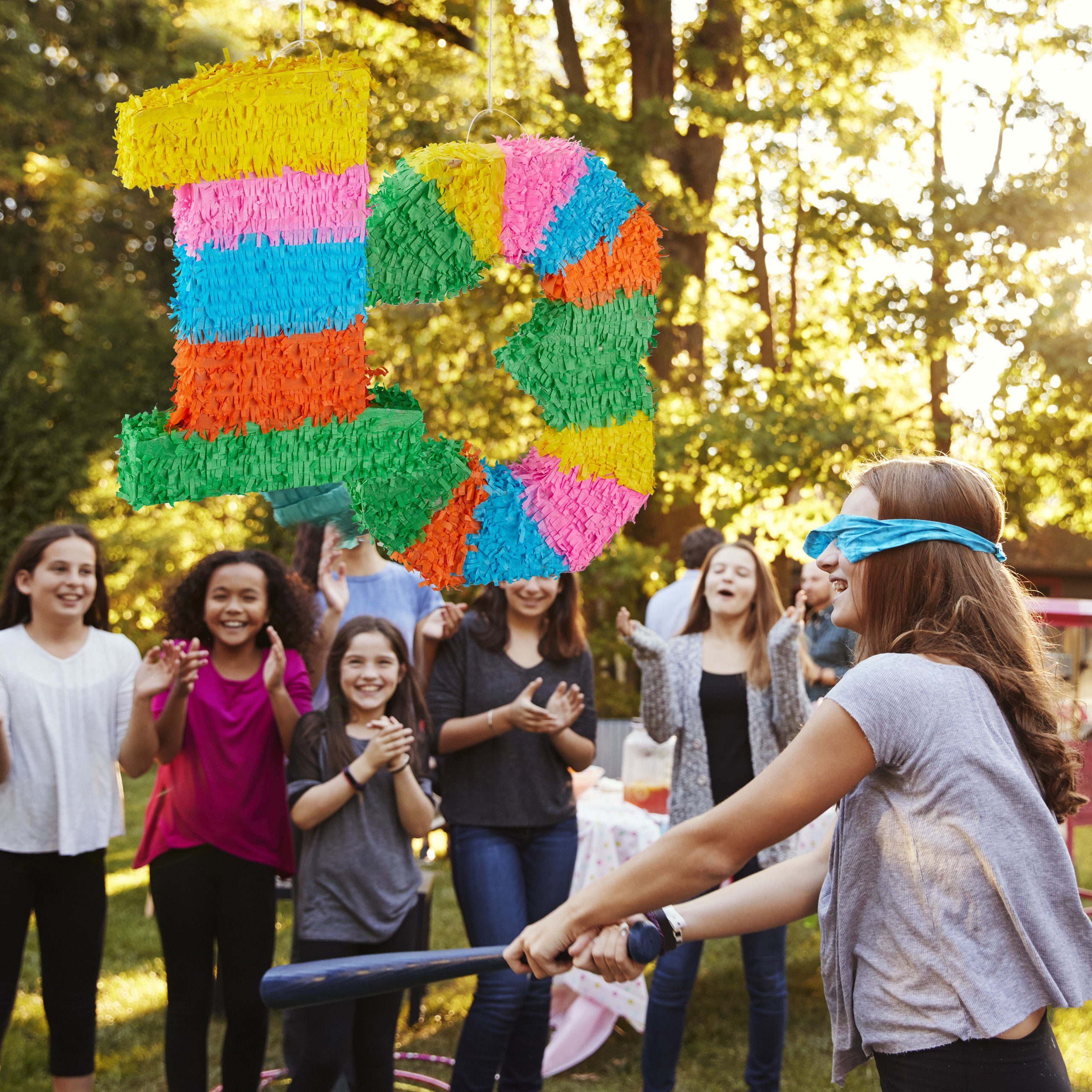 relaxdays Aufblasbares Partyzubehör 4 Pinata Gelb Geburtstag Grün Hellblau Zahl