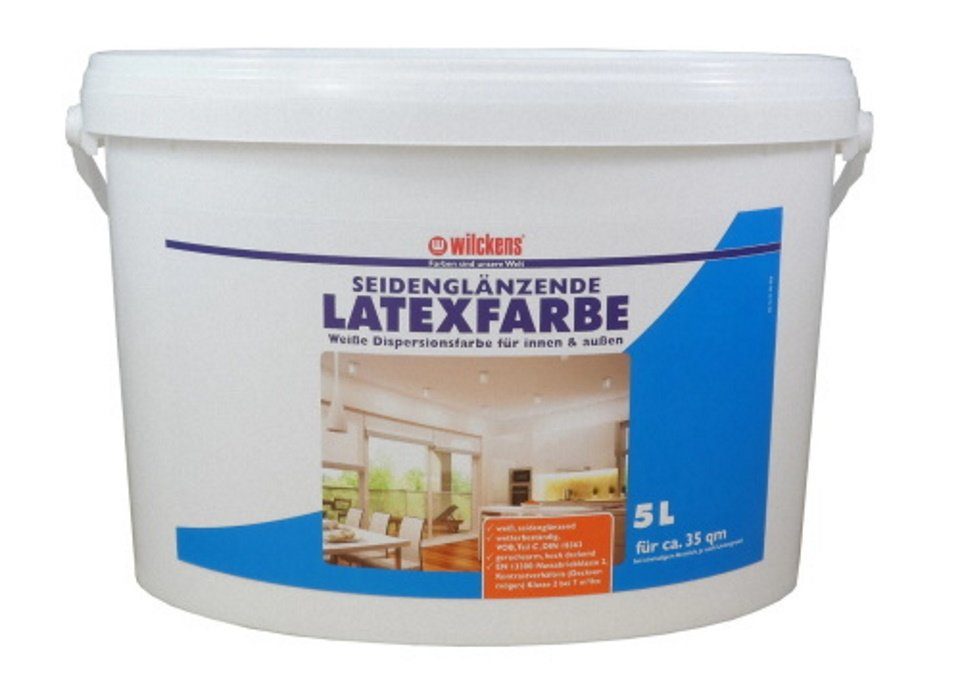 Wilckens Farben Latexfarbe 5 Liter weiße Farbe Latex seidenglänzend