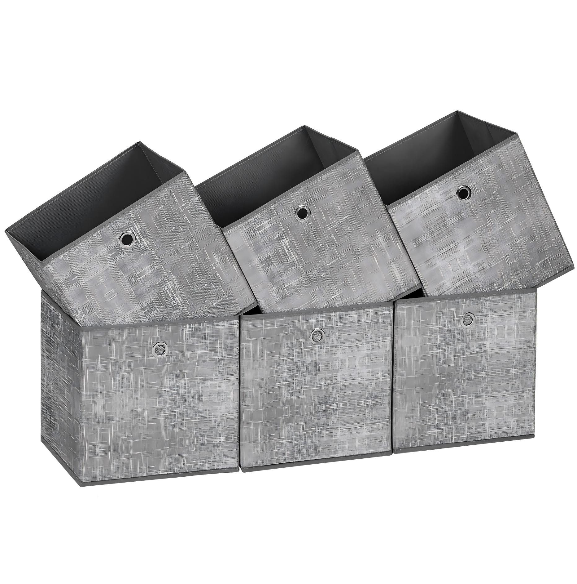 SONGMICS Aufbewahrungsbox Aufbewahrungsboxen, stoff, Ordnungsboxen, Organizer (Aufbewahrung, für Würfelregal, mit Griff), 6er Set, Faltbox, 30x30x30 cm, grau