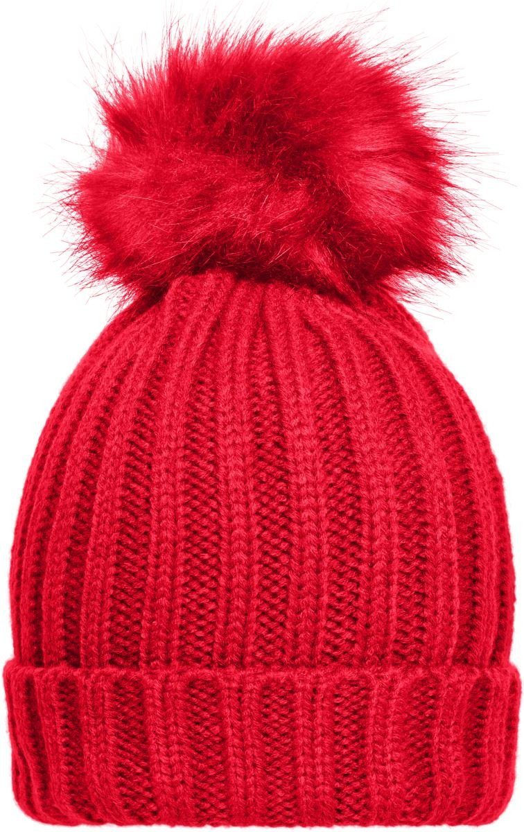 Goodman Design Strickmütze Damen Winter Beanie Bommelmütze Elegante Strickmütze mit extra großem Pompon Red
