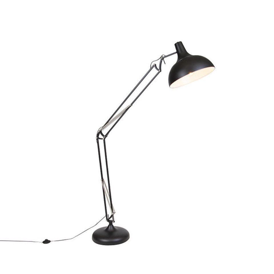 Qazqa Stehlampe Hobby fl, ohne Leuchtmittel, E27, Schwarz, Retro, Stahl, 1- günstig online kaufen