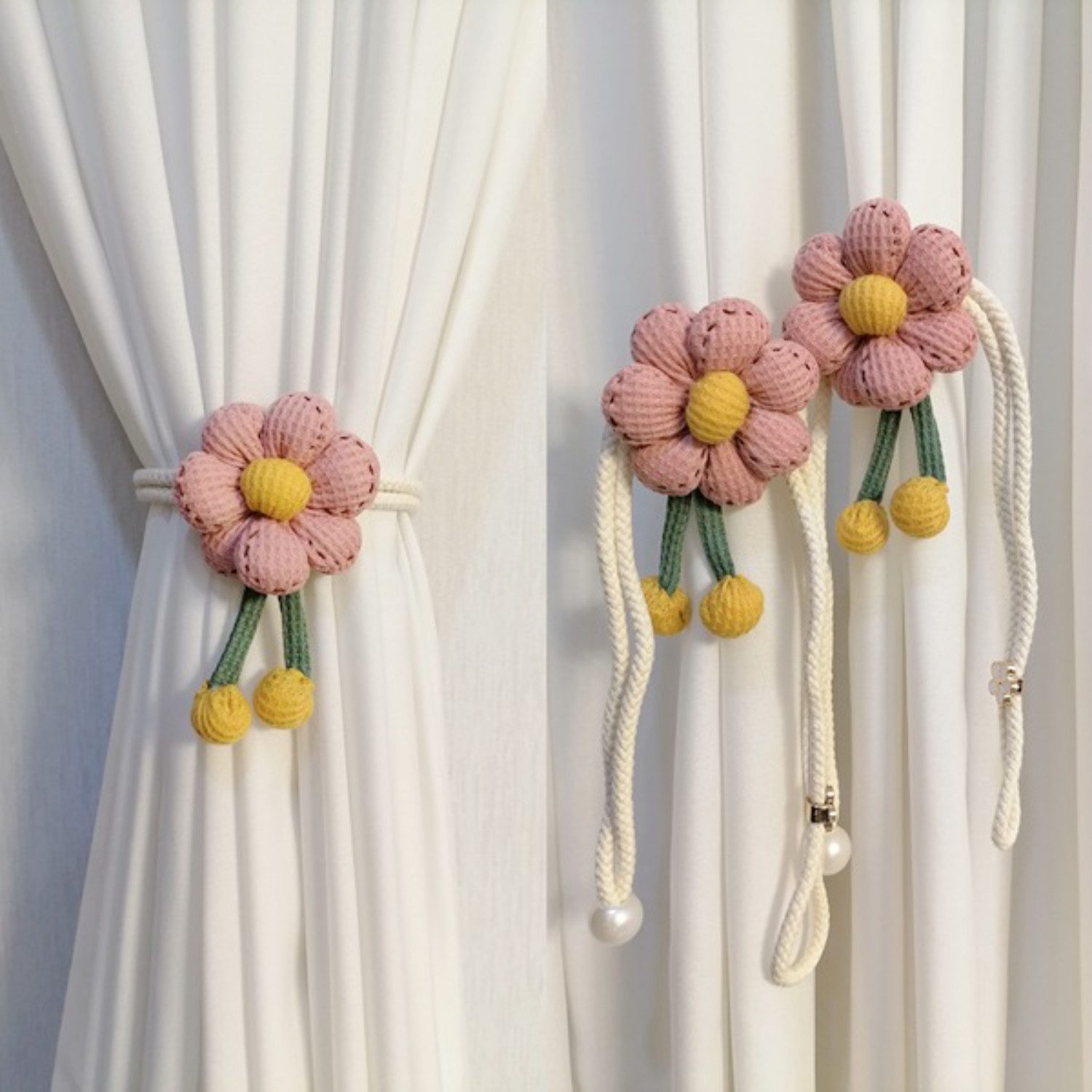 BYSURE Raffhalter, 2 PCS Vorhang Raffhalter, Blumen Gardinenhalter