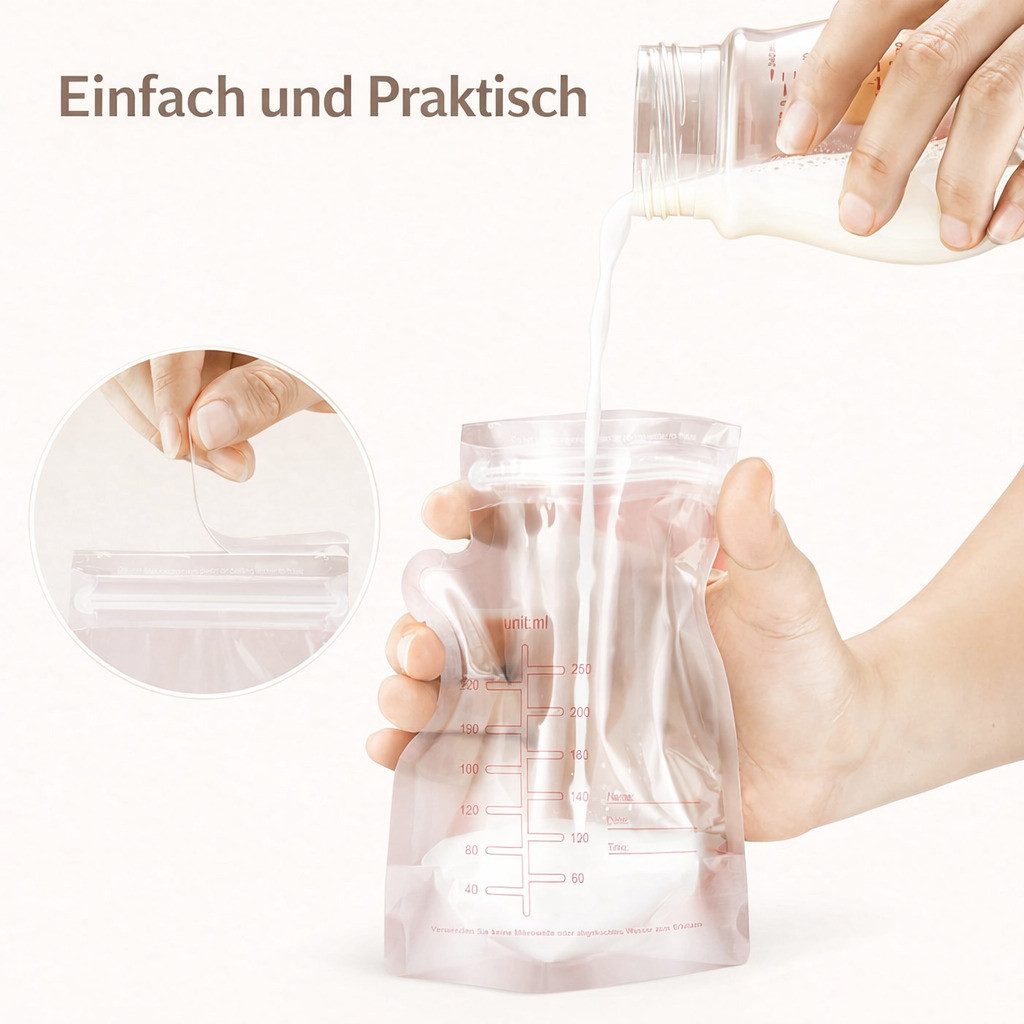 COOL-i ® Muttermilchbeutel Muttermilchbeutel 250 ml,30 Stück, BPA-frei, auslaufsicher, beschriftbar & gefriergeeignet