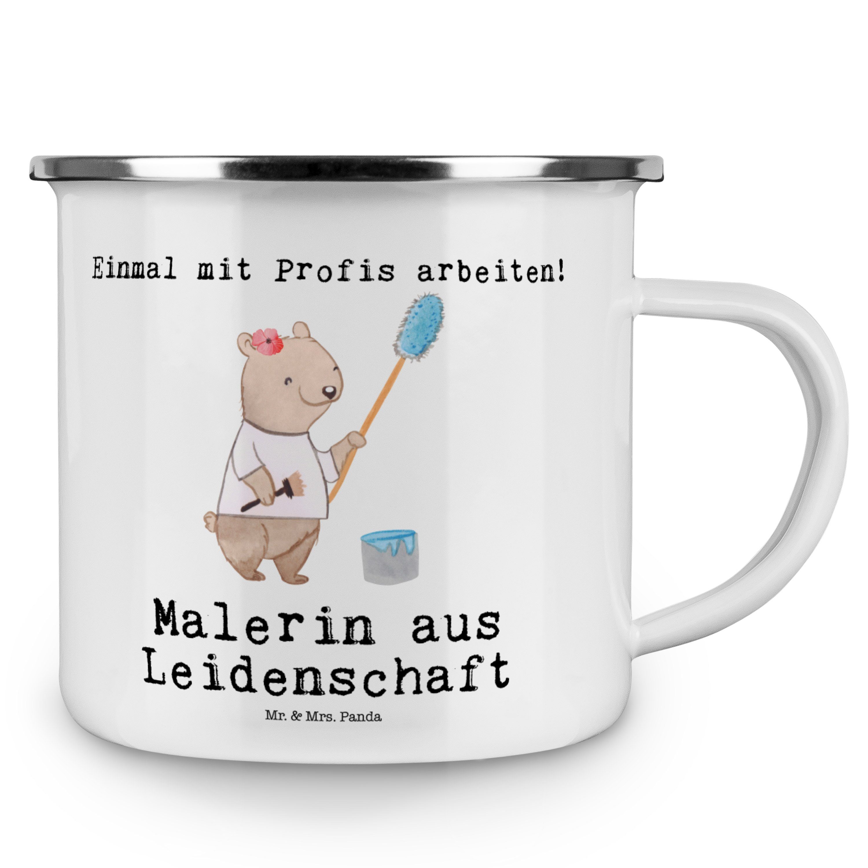 Becher Mr. & Geschenk, Weiß Panda Emaille Mrs. - Leidenschaft Campingta, Malerin aus Malermeisterin, -