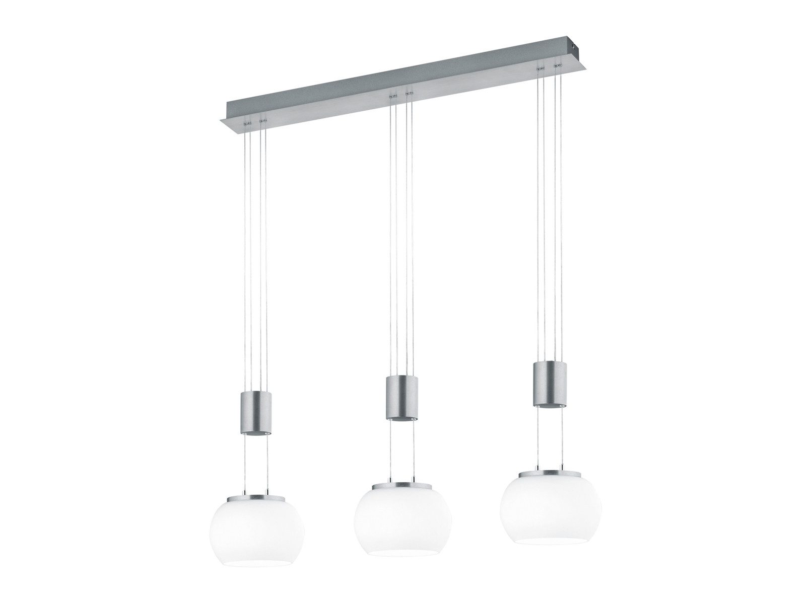 TRIO Leuchten LED Pendelleuchte, Dimmfunktion, LED fest integriert, Warmweiß, Dreiflammige für Esstisch hängend mit Лампыschirmen Milchglas B: 82cm