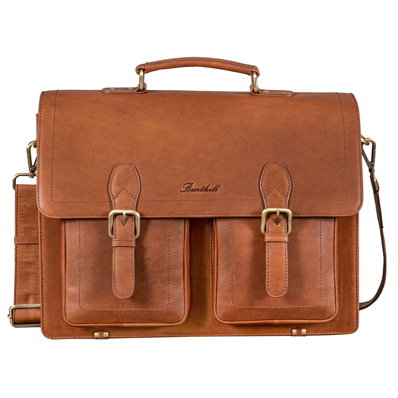 Benthill Aktentasche Echt Leder Laptoptasche Notebooktasche Umhängetasche Laptoptasche, Schultergurt / Umhängegurt Reißverschlussfach
