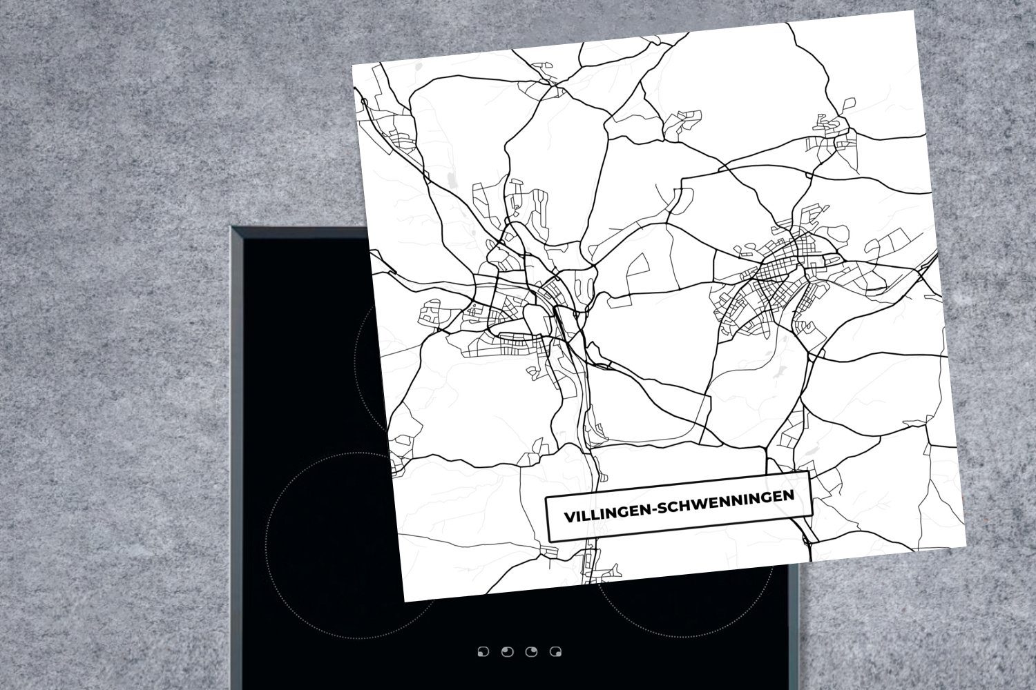 Arbeitsplatte küche Karte Stadtplan - Villingen-Schwenningen, 78x78 Ceranfeldabdeckung, Vinyl, MuchoWow für (1 - Herdblende-/Abdeckplatte tlg), cm,