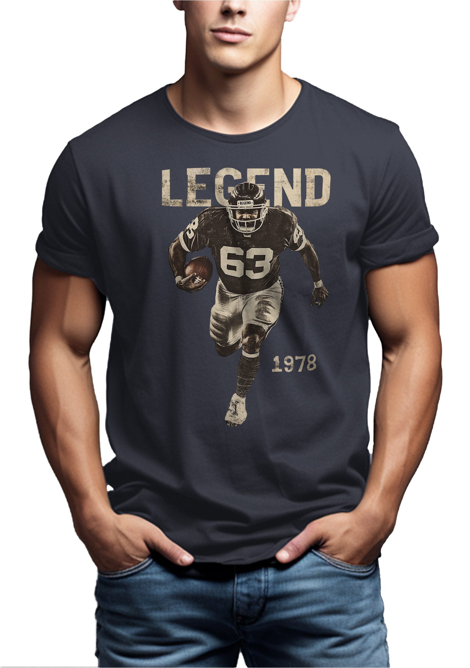 MAKAYA Print-Shirt American Football Bulldozer Motiv günstig online kaufen