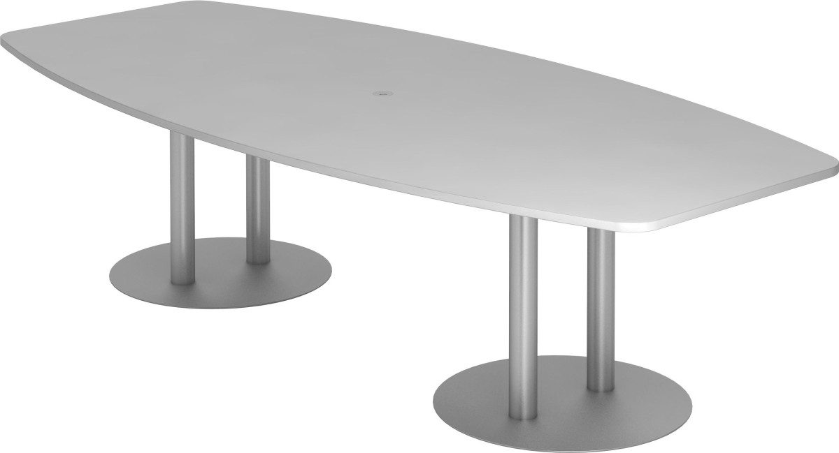 HAMMERBACHER Konferenztisch Konferenztisch T-Serie 280x130/85cm Säulenfuß grau/silber