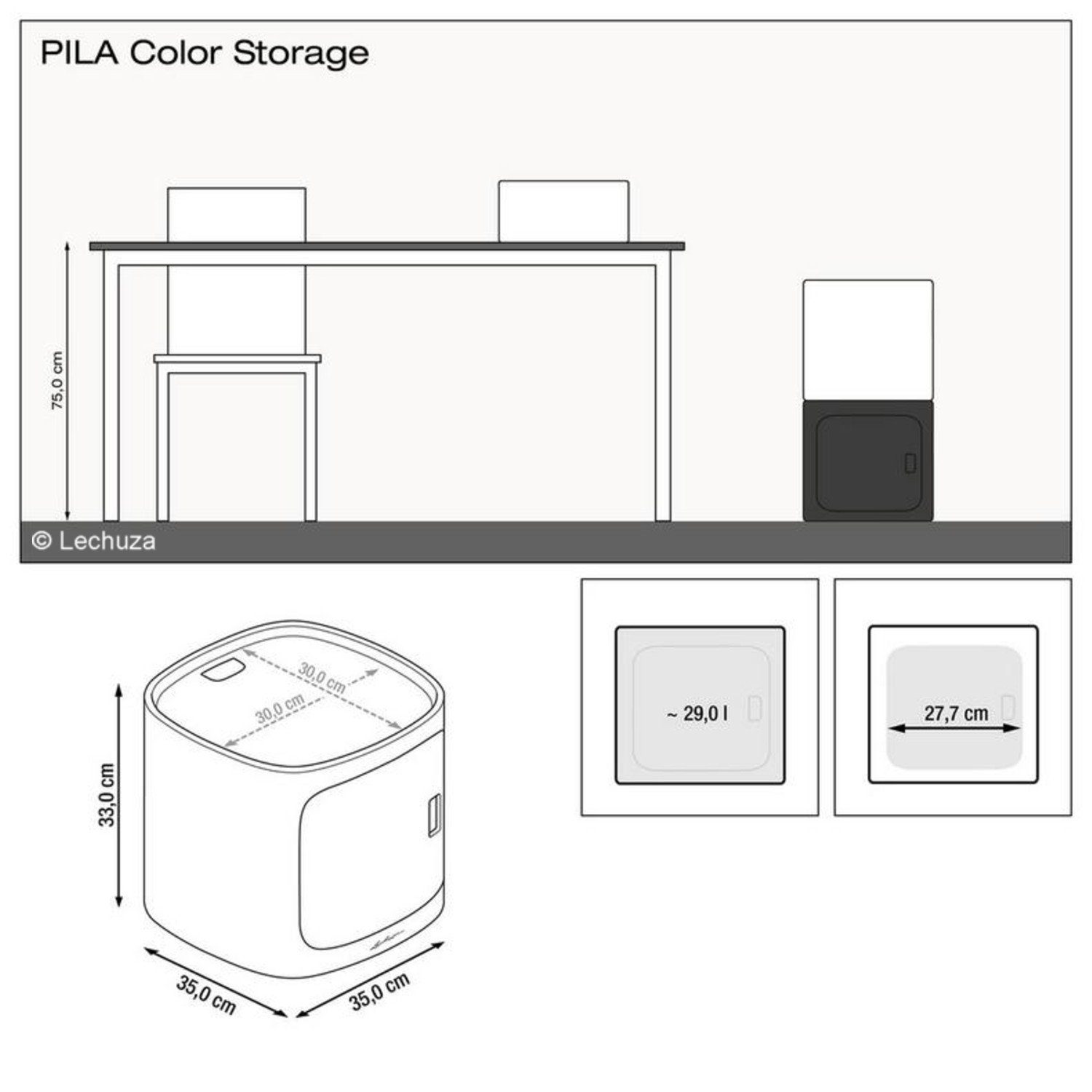 korallrot Color Pflanzkübel Aufbewahrung Storage Lechuza® Pila