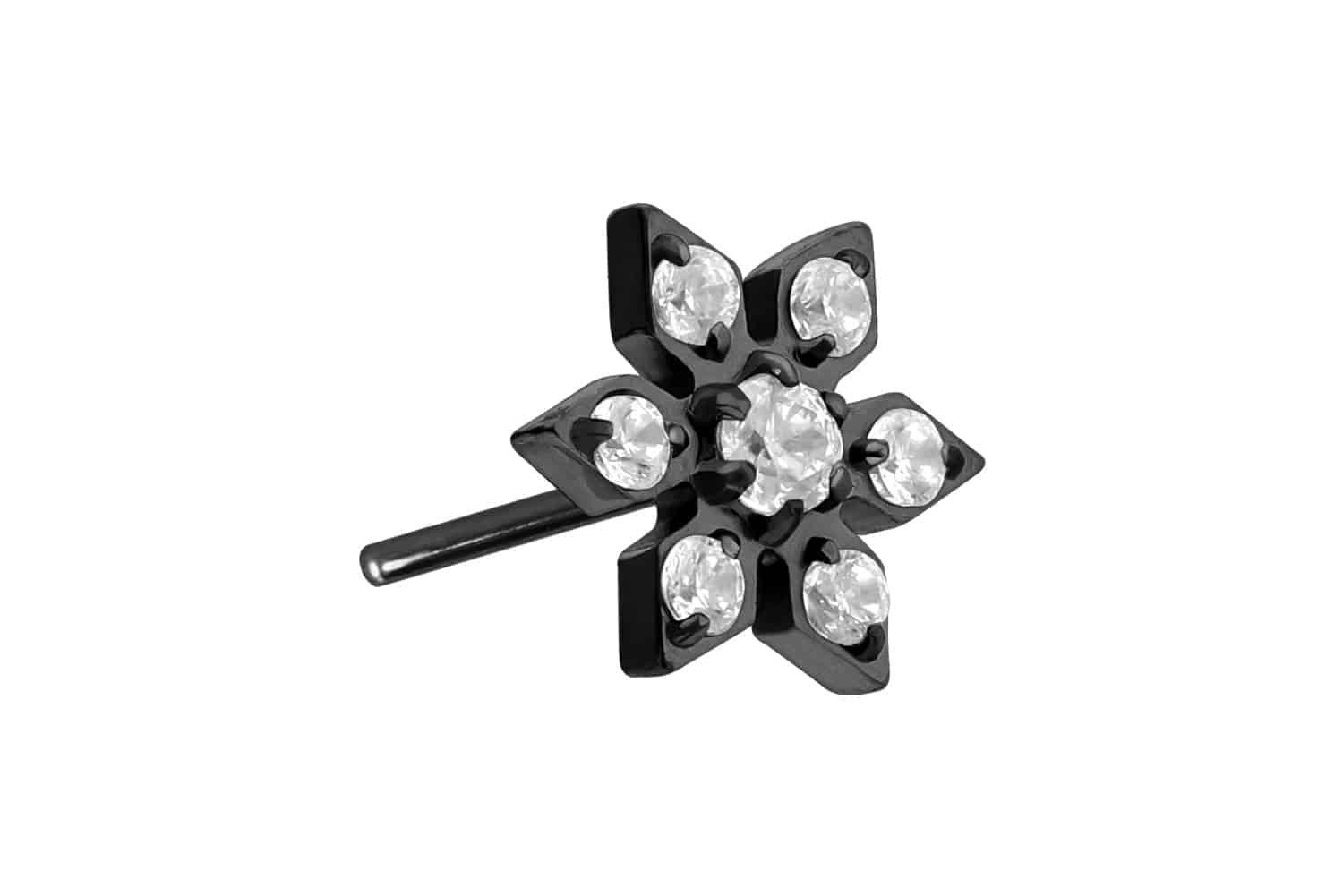 Piercing-Set Titan Aufsatz mit Push Pin KRISTALLBLUME