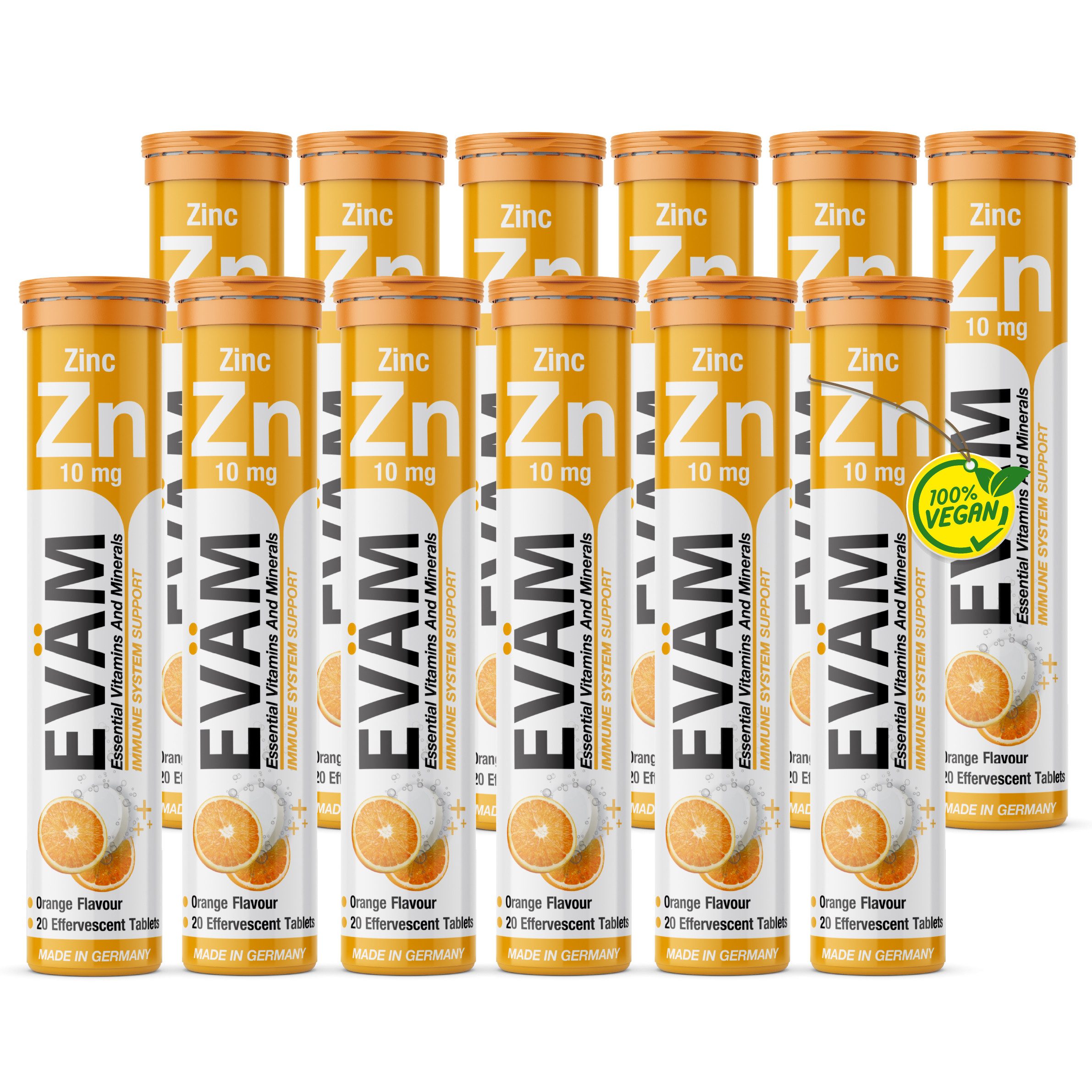 EVÄM EVÄM Zink Orange Brausetabletten zur Unterstützung des Immunsystems Brausetabletten, 984 g 48000 ml