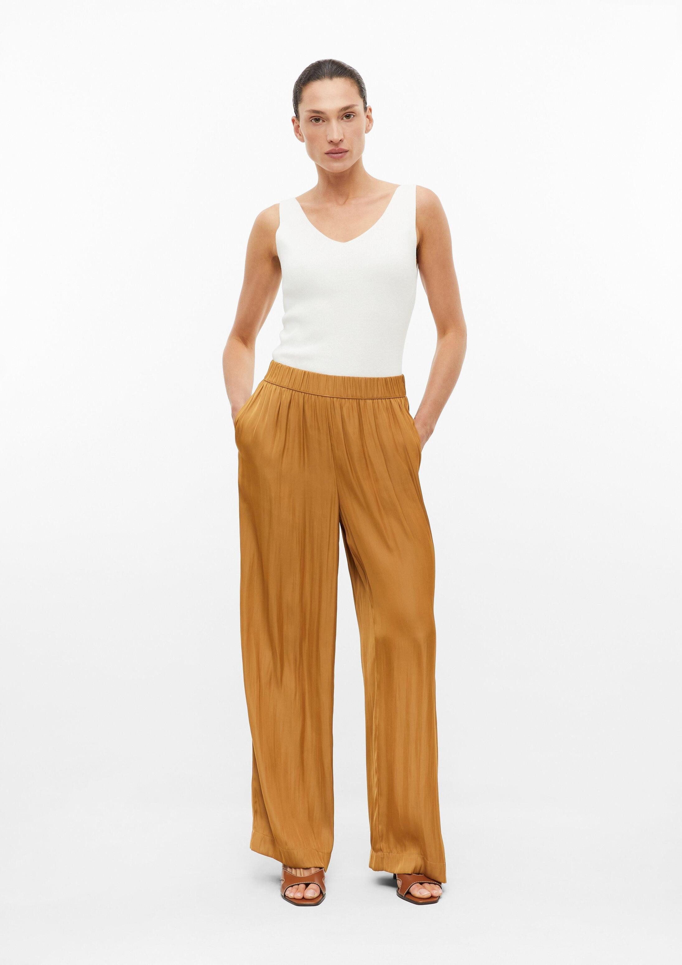 s.Oliver 7/8-Hose Hose Wide-Leg-Hose aus Satin mit Elastikbund