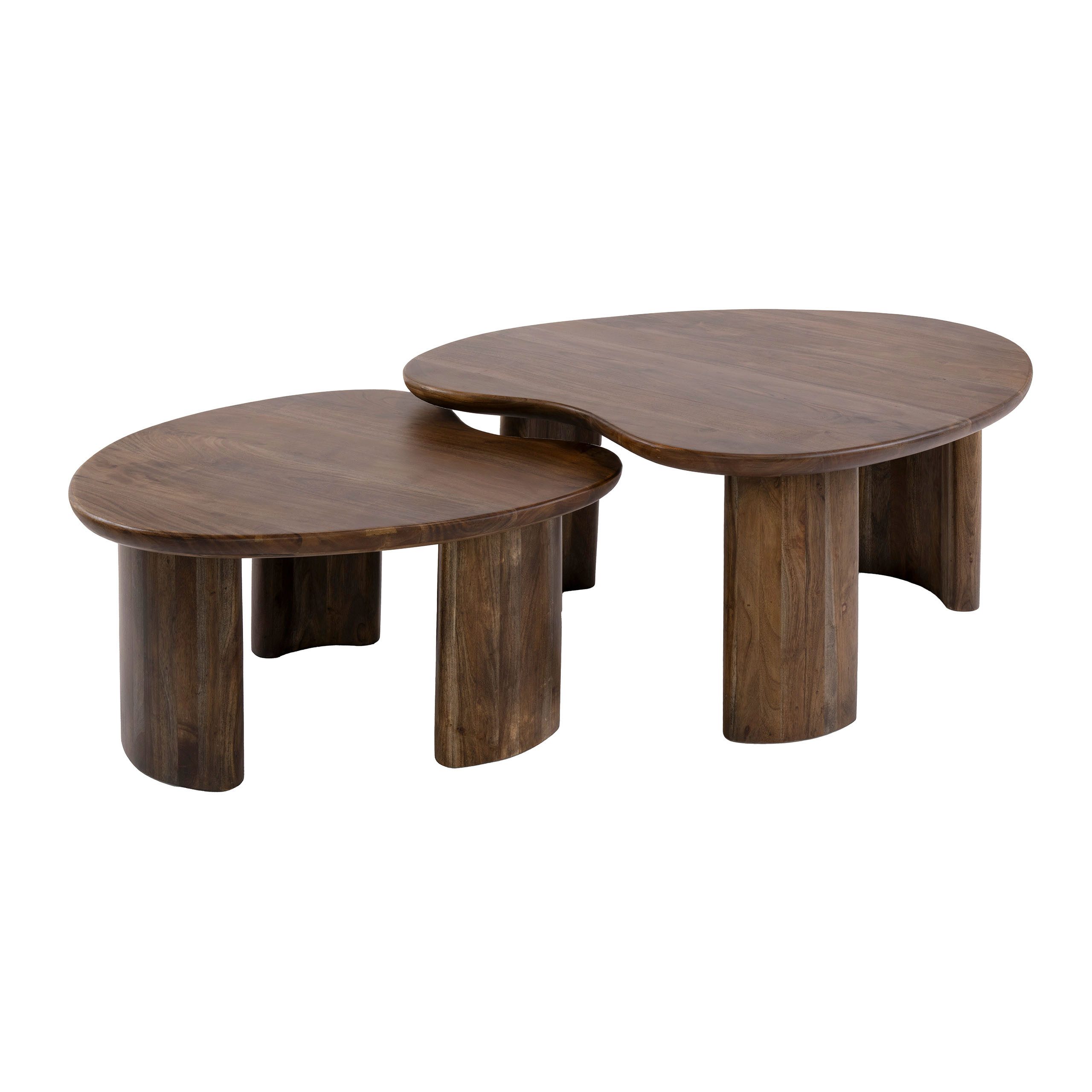 Sitheim-Europe Couchtisch Couchtisch Mova Set aus 2 / Massiv Akazie braun (Set, 2-St., 2er Set)