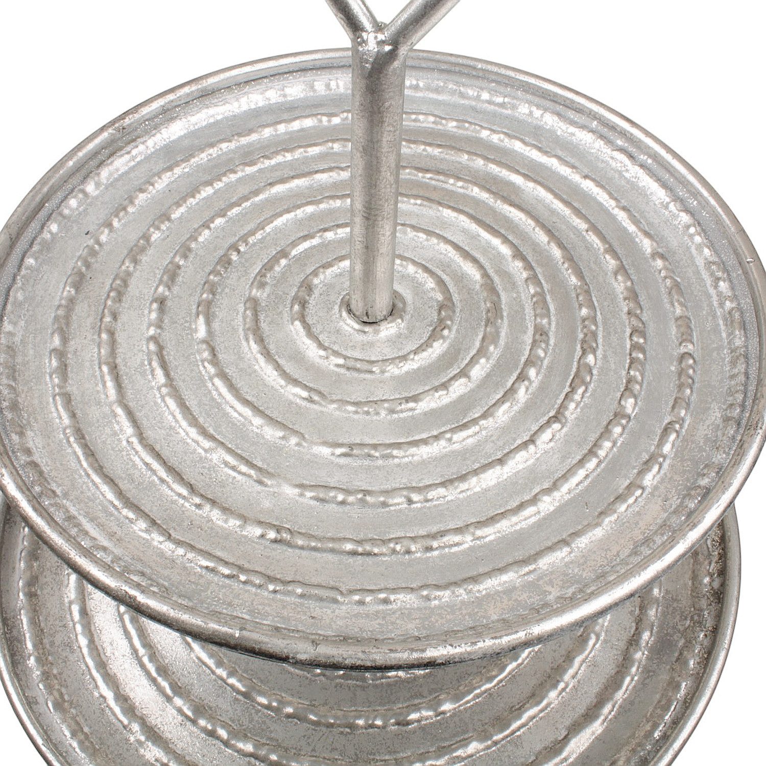 Macosa Home Etagere Etagere Metall rund Silber 38 x 42 cm Altsilber Servierständer, Metall, Etagenständer Tiscdekoration Metalletagere Dekoschale