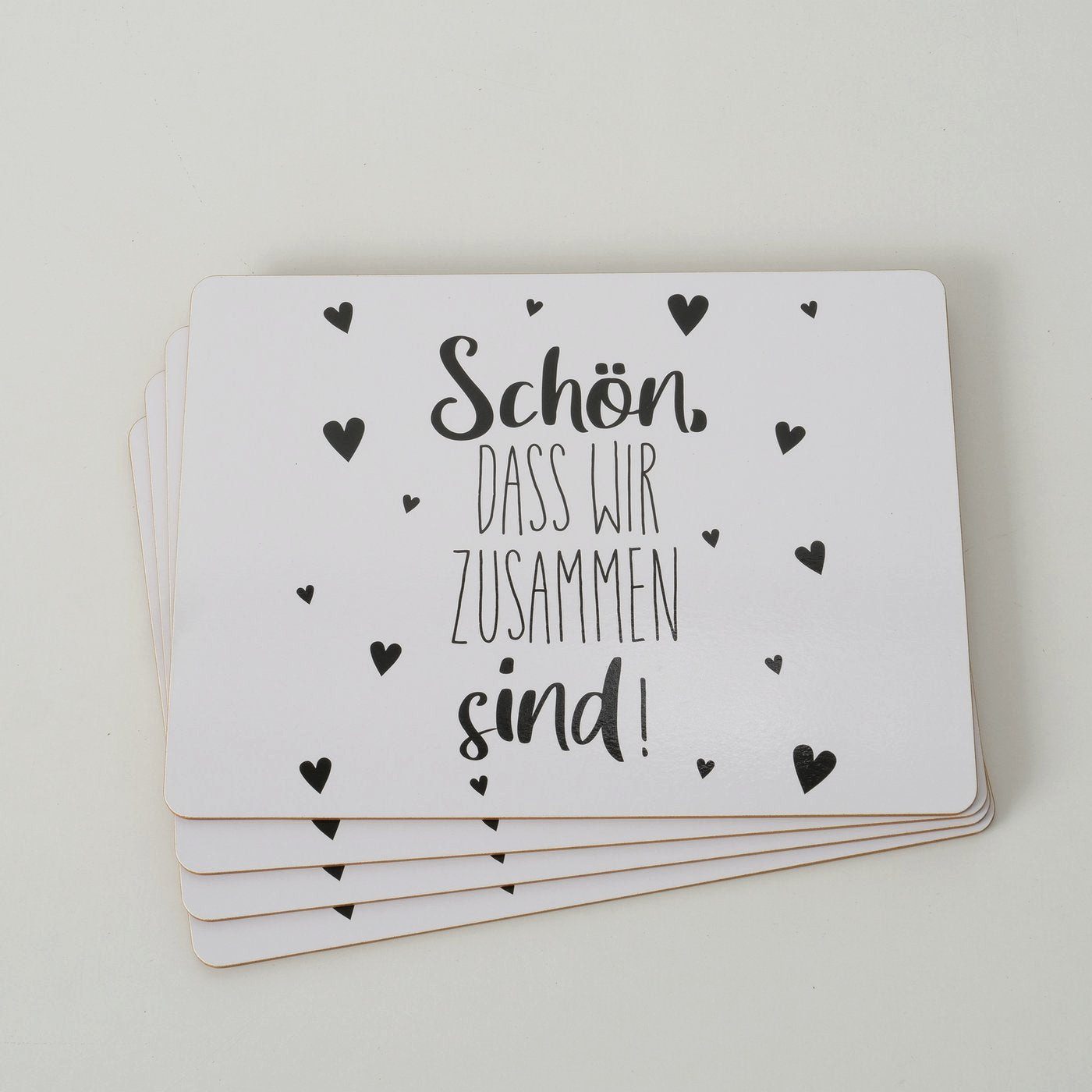 BOLTZE Tischläufer Tischsets aus Korkeiche 4er-Set "Schön dass wir zusammen sind " von Bo