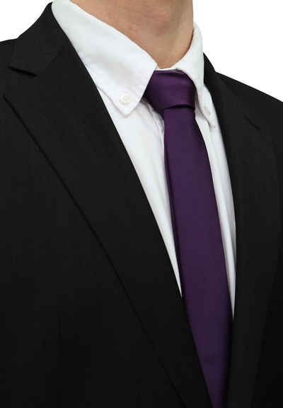Fabio Farini Krawatte einfarbige Herren Schlips in 6cm oder 8cm (Unifarben) Schmal (6cm), Violett perfekt als Geschenk