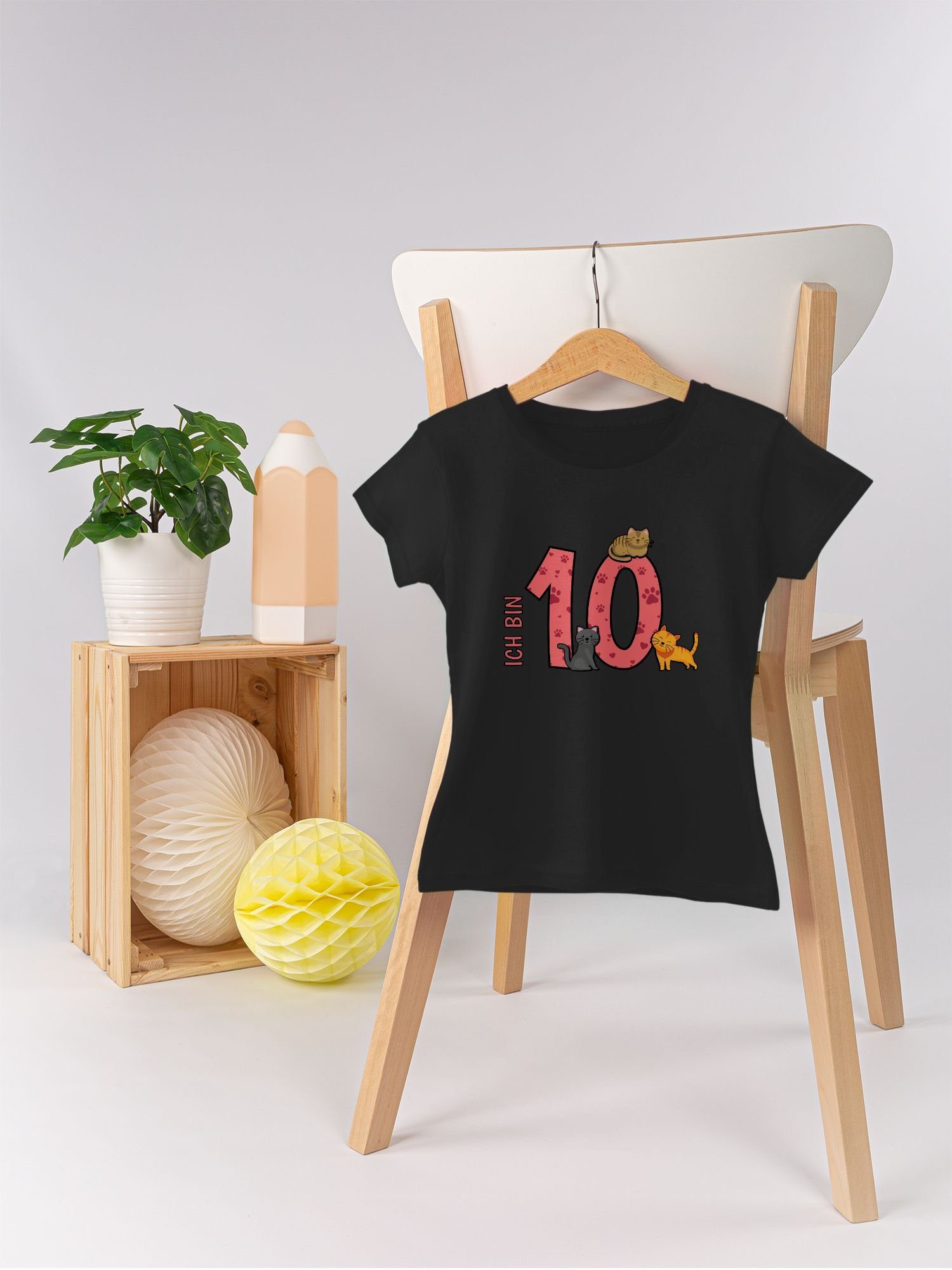Shirtracer 10. T-Shirt Katzen Zehnter Schwarz Geburtstag 1