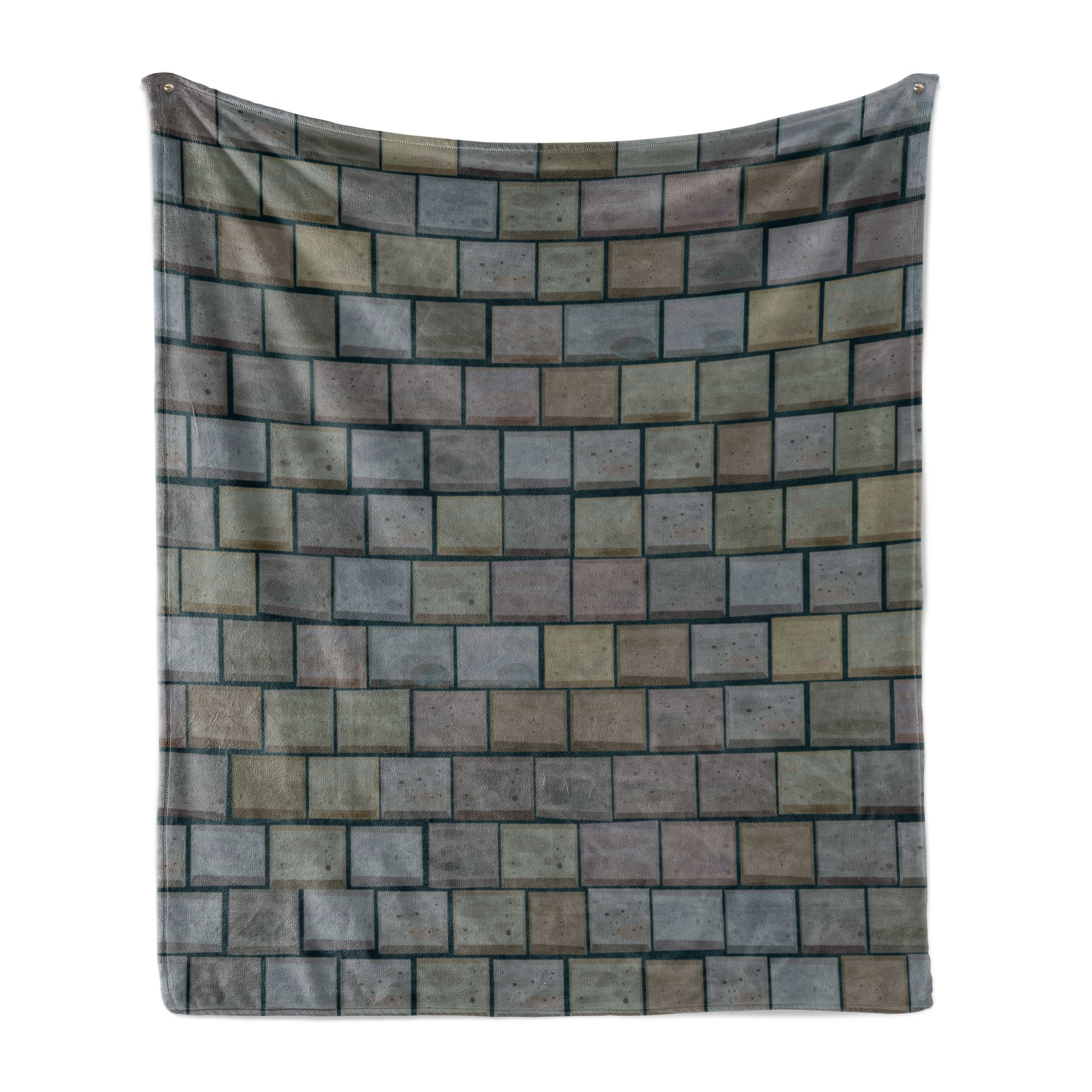 Wohndecke Gemütlicher Plüsch für den Innen- und Außenbereich, Abakuhaus, Pflasterstein Stained Stone Brick
