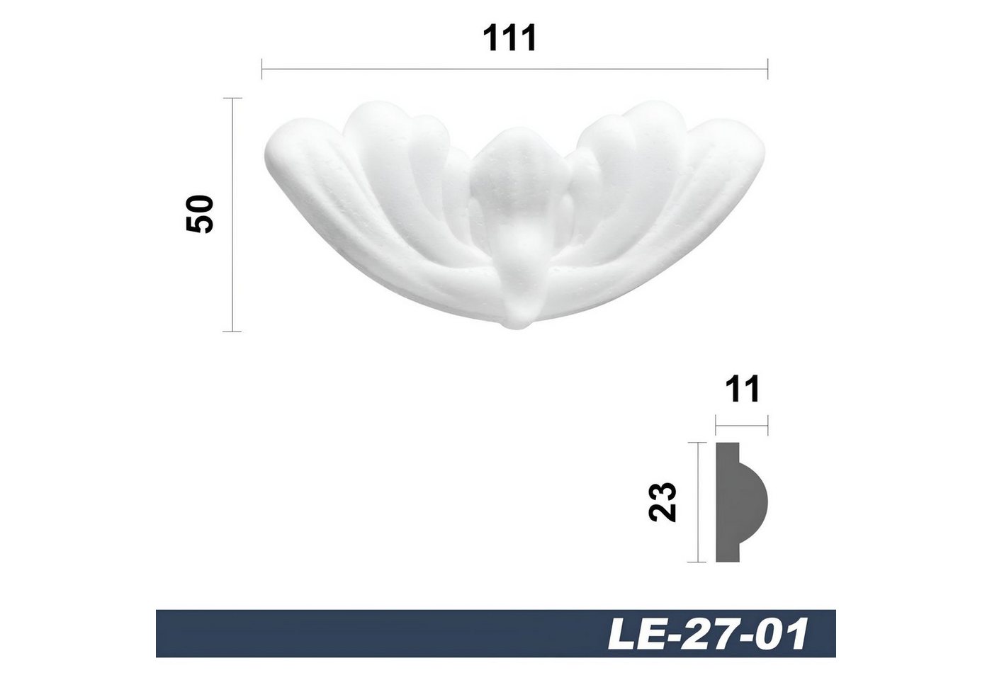 Thumbnail - marbet design Zierleiste LE-27-01, 4 Zwischensegmente, Wandvertäfelung Styropor weiß - Segmentierte Wanddekoration EPS S...
