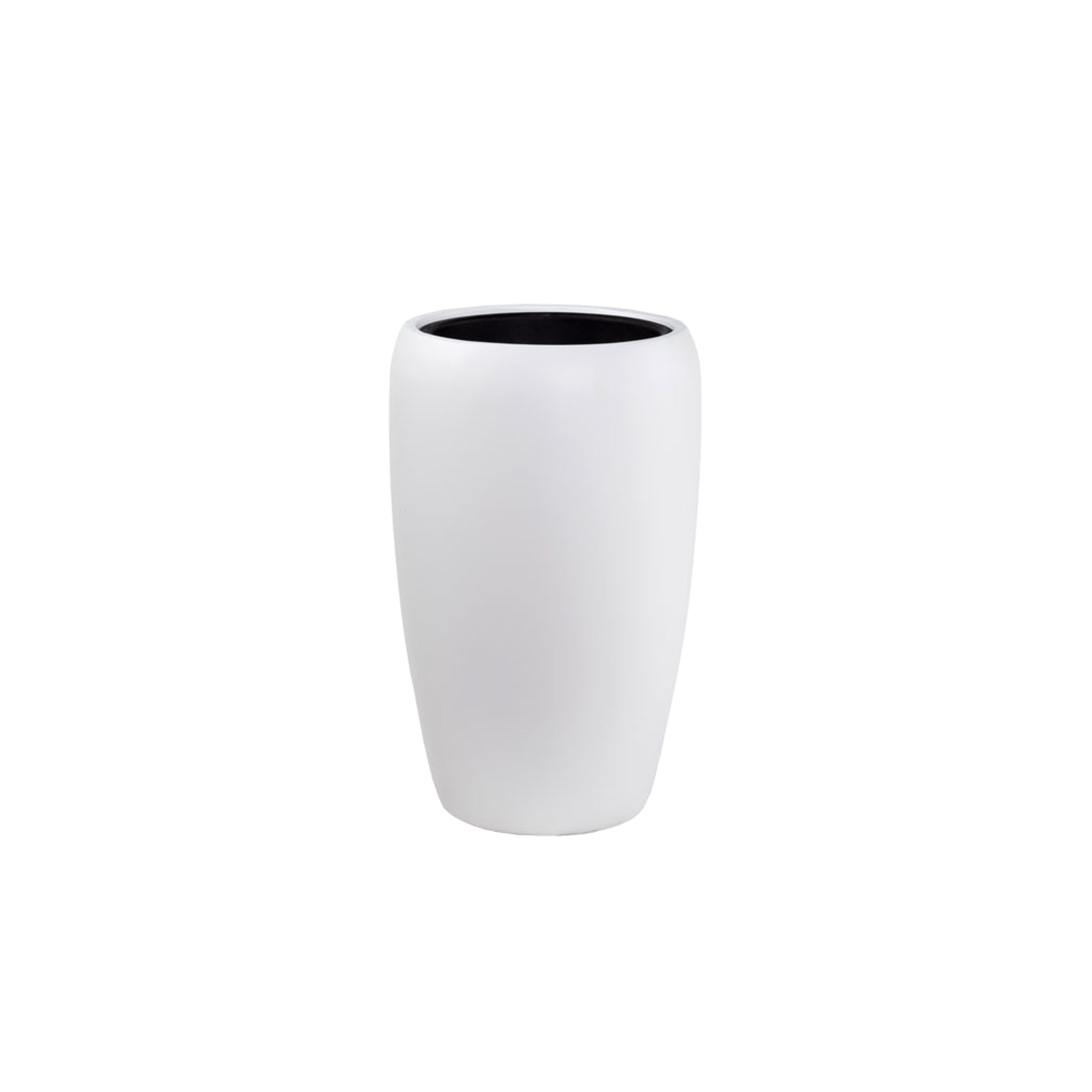 Flingora Bodenvase Cleo, mit Einsatz - Fiberglas - Indoor & Outdoor - Samtweiß - Höhe 51 cm